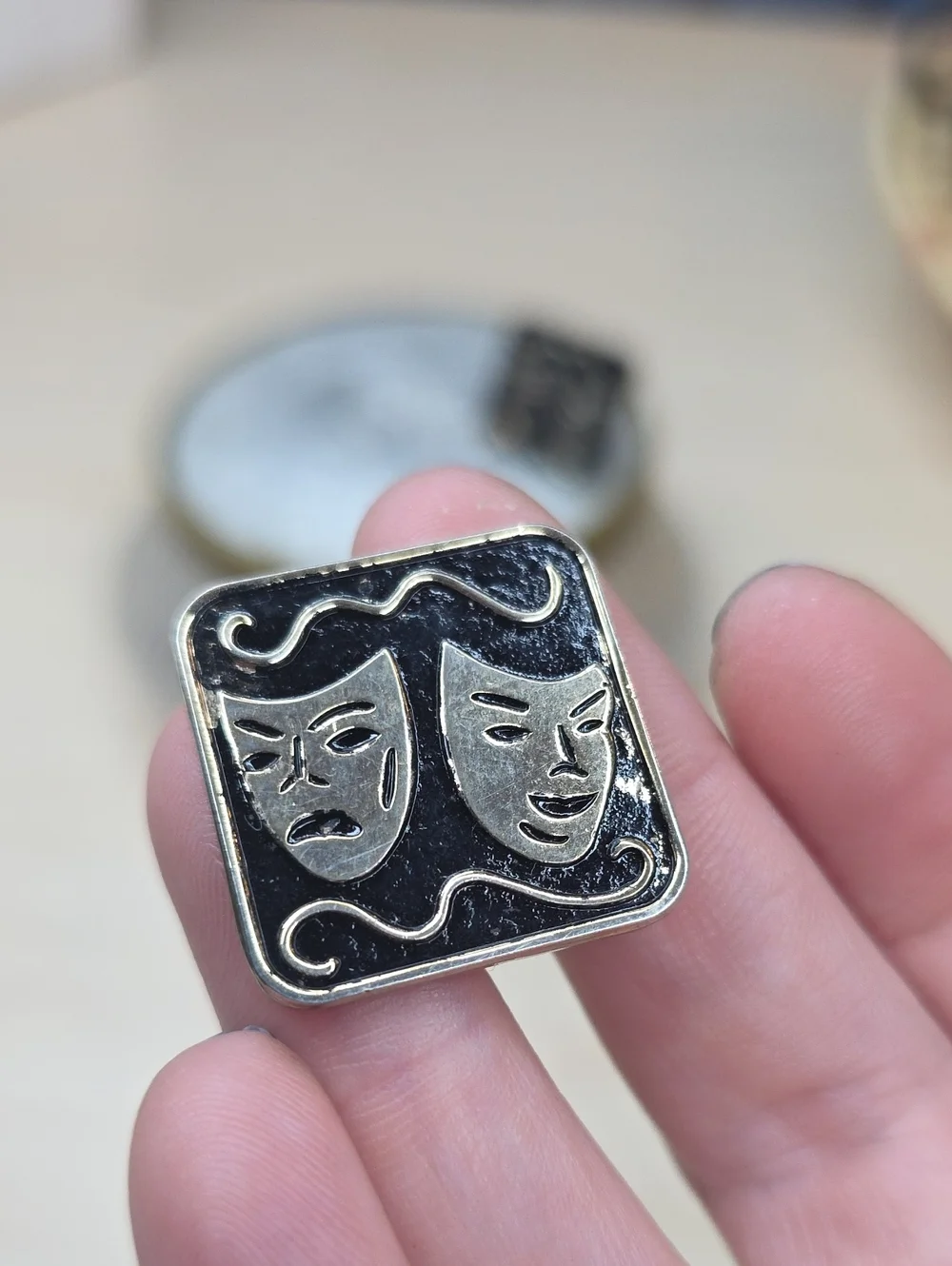 Cufflinks Theater Thespian Vintage Black & Gold/Silver Formal/Wedding/Costume